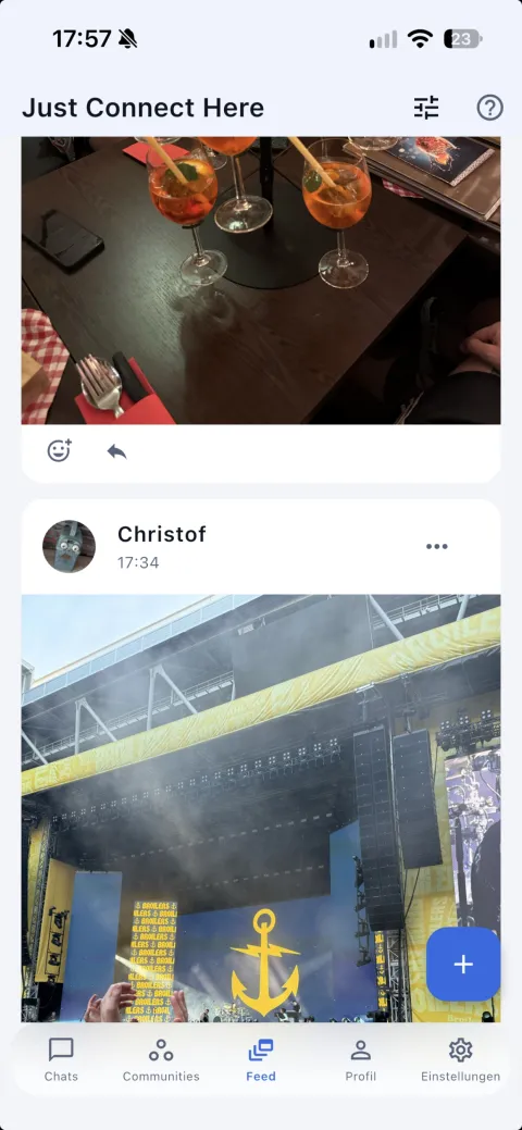 Der Feed mit Fotos von Kontakten